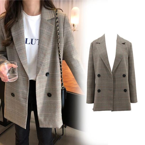 women's suits & blazers vintage fashion plaid collar slotted autumn temperament professional slim jacket long sleeve office lady blaze, White;black
women's suits & blazers vintage fashion plaid collar slotted autumn temperament professional slim jacket long sleeve office lady blaze, White;black