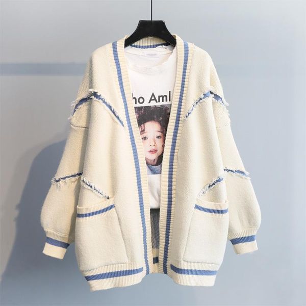 women's knits & tees 2021 knitwear spring autumn thick solid v-neck buttons cardigans korean style lady loose long sleeve sweaters y74, White
women's knits & tees 2021 knitwear spring autumn thick solid v-neck buttons cardigans korean style lady loose long sleeve sweaters y74, White