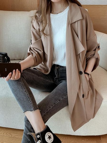 women's trench coats windbreaker women mid-length spring and autumn western style internet celebrity fall clothing large size for girl, Tan;black
women's trench coats windbreaker women mid-length spring and autumn western style internet celebrity fall clothing large size for girl, Tan;black
