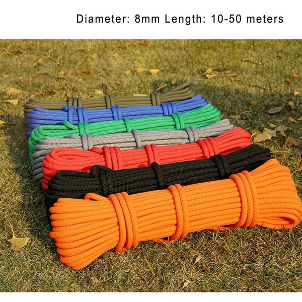 outdoor gadgets hiking accessories climbing cord 10-50m diameter 8mm tension 8kn high strength paracord safety rope with 2pcs buckle
outdoor gadgets hiking accessories climbing cord 10-50m diameter 8mm tension 8kn high strength paracord safety rope with 2pcs buckle