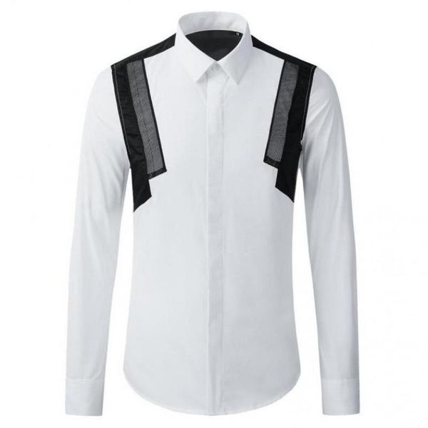 men's casual shirts 100% cotton mens luxury long sleeve mesh splice male fashion slim fit party dress 3xl, White;black
men's casual shirts 100% cotton mens luxury long sleeve mesh splice male fashion slim fit party dress 3xl, White;black
