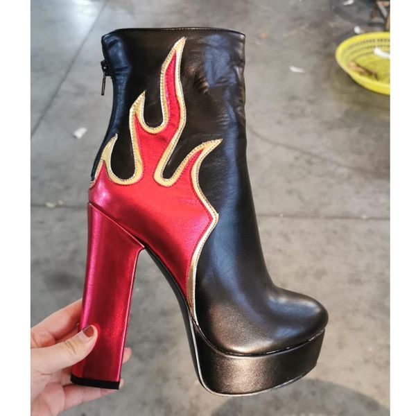 boots ins women contrast flame embroidery ankle platform shiny chunky heels ladies spring high motorcycle short, Black
boots ins women contrast flame embroidery ankle platform shiny chunky heels ladies spring high motorcycle short, Black
