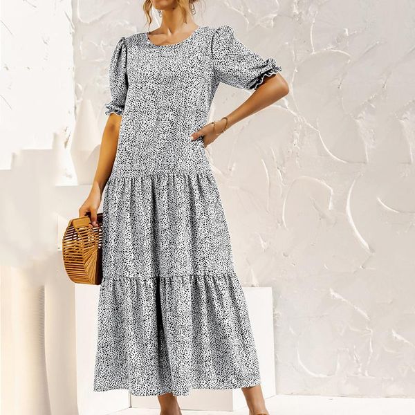 party dresses summer 2021 puff sleeve plaid polka dot stitching loose beach boho dress for womens long casual maxi vintage vestido, White;black
party dresses summer 2021 puff sleeve plaid polka dot stitching loose beach boho dress for womens long casual maxi vintage vestido, White;black