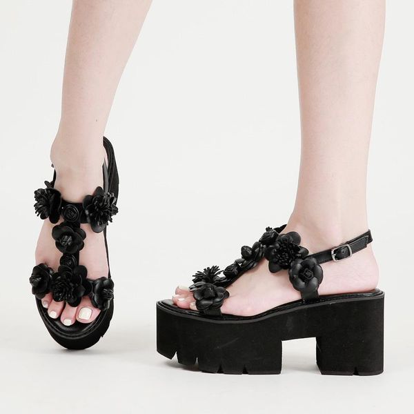 sandals one word buckle open toe elegant flower heightening ladies summer in europe and america large size 34-40., Black
sandals one word buckle open toe elegant flower heightening ladies summer in europe and america large size 34-40., Black