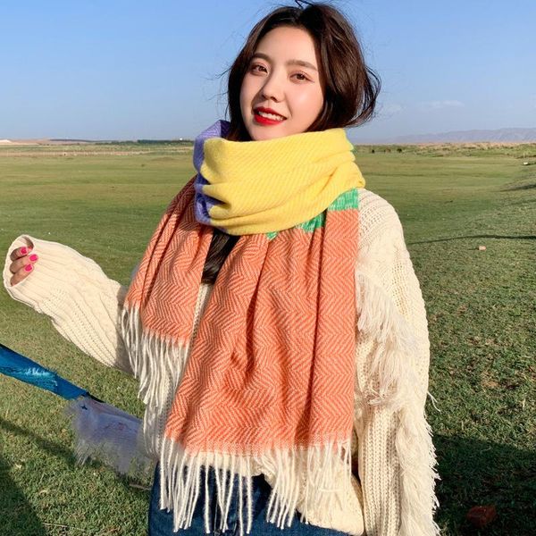 scarves autumn and winter cashmere like scarf, sweet korean style, stripe stitching, thickened warm decorative shawl neck, Blue;gray
scarves autumn and winter cashmere like scarf, sweet korean style, stripe stitching, thickened warm decorative shawl neck, Blue;gray