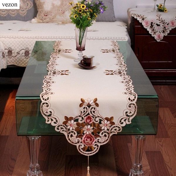 vezon new elegant polyester embroidery table runners embroidered floral cutwork table cloth cover home decoration textile runner
vezon new elegant polyester embroidery table runners embroidered floral cutwork table cloth cover home decoration textile runner