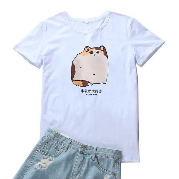 women's t-shirt i love milk t shirts women cute fat cat print tshirt cotton short sleeves tees funny cartoon pattern t-shirts, White
women's t-shirt i love milk t shirts women cute fat cat print tshirt cotton short sleeves tees funny cartoon pattern t-shirts, White