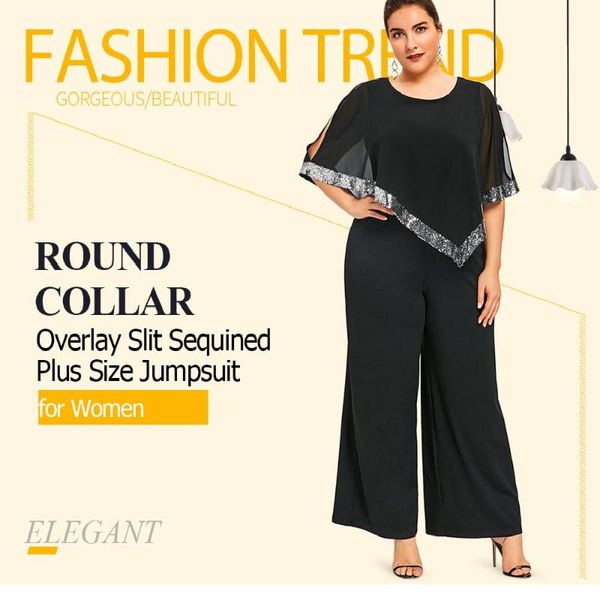 women's jumpsuits & rompers women plus size 5xl wide leg long pants jumpsuit romper o-collar sleeveless overlay slit sequined office la, Black;white
women's jumpsuits & rompers women plus size 5xl wide leg long pants jumpsuit romper o-collar sleeveless overlay slit sequined office la, Black;white