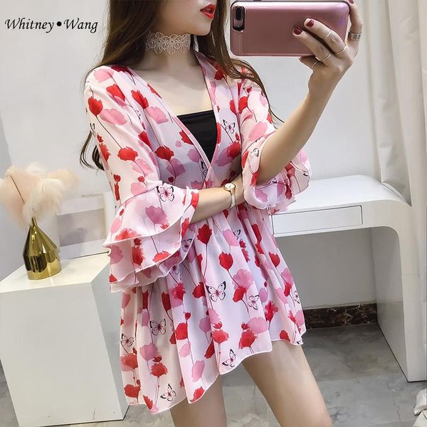 women's blouses & shirts whitney wang 2021 spring summer fashion streetwear flare sleeve v-neck printed chiffon blouse women shirt lady, White
women's blouses & shirts whitney wang 2021 spring summer fashion streetwear flare sleeve v-neck printed chiffon blouse women shirt lady, White