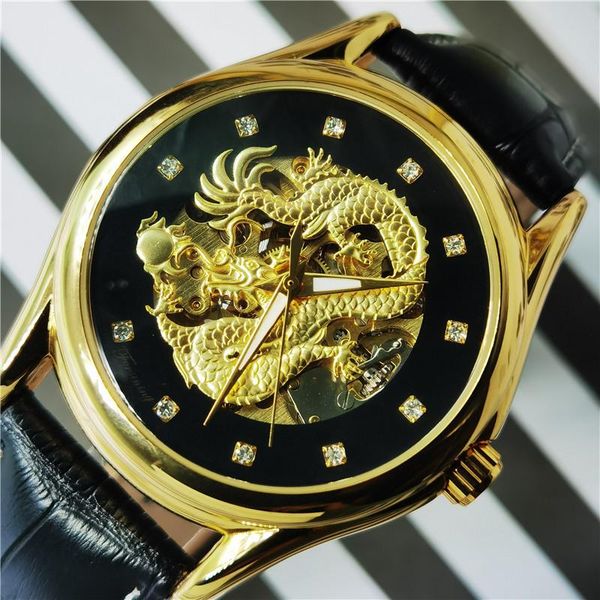 wristwatches forsining diamond dragon display golden skeleton luminous hand men watch genuine leather waterproof mechanical watches clock, Slivery;brown
wristwatches forsining diamond dragon display golden skeleton luminous hand men watch genuine leather waterproof mechanical watches clock, Slivery;brown