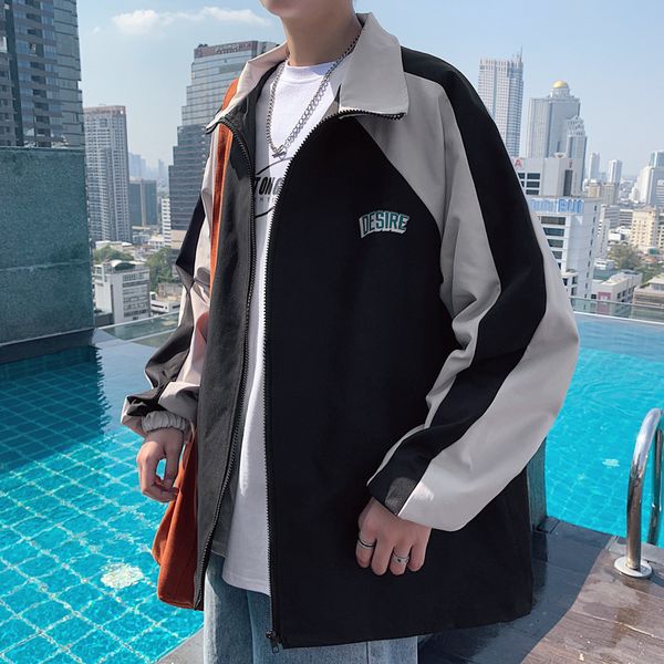 2021 spring new jacket men's brand color contrast handsome fashion loose coat lapel versatile clothes, Black;brown
2021 spring new jacket men's brand color contrast handsome fashion loose coat lapel versatile clothes, Black;brown