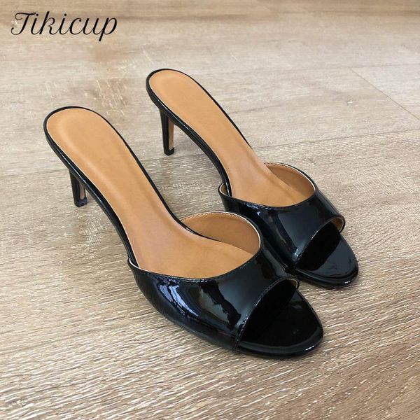 sandals tikicup patent black women 8 cm high heel slide summer ladies open peep toe mules shoes chic stlilettos pumps
sandals tikicup patent black women 8 cm high heel slide summer ladies open peep toe mules shoes chic stlilettos pumps