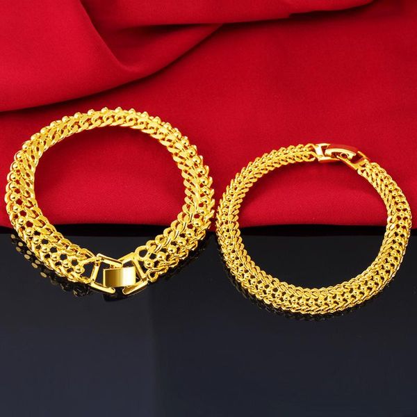 simple design 24k gold cuban chain bracelet never fade vintage men's hook bracelet jewelery male hip hop jewelry friends gifts, Black
simple design 24k gold cuban chain bracelet never fade vintage men's hook bracelet jewelery male hip hop jewelry friends gifts, Black