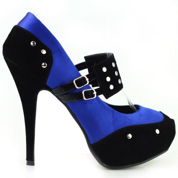 dress shoes lf30438 ladies satin black suede ankle strap stud buckle platform eve