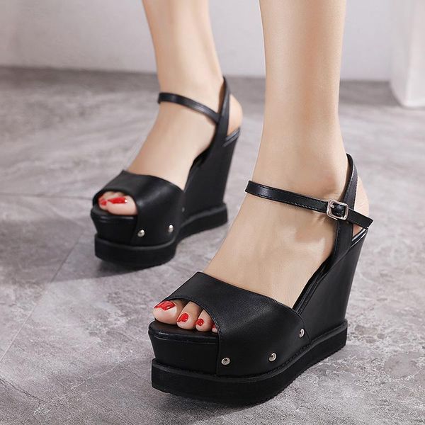 platform shoes women sandals wedge heels shoes height increaming women buckle thick soled beach sandals woman, Black
platform shoes women sandals wedge heels shoes height increaming women buckle thick soled beach sandals woman, Black