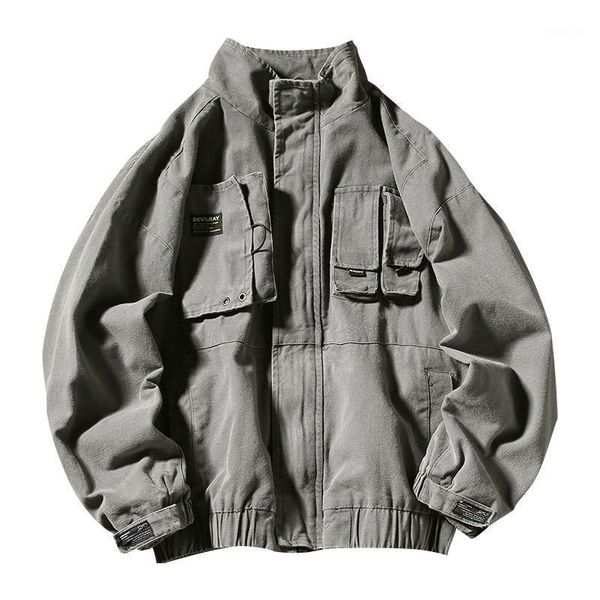 men's jackets spring labor jacket trendy retro stand collar versatile personality casual coat, Black;brown