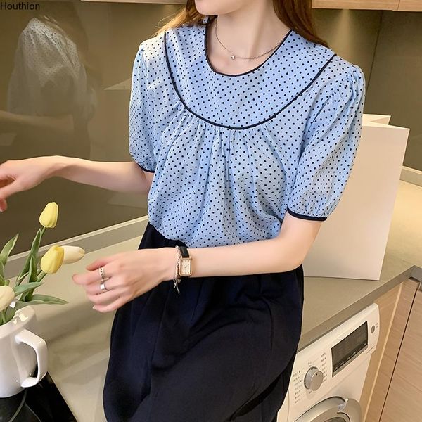 women's blouses & shirts houthion silk short sleeve plus size shirt polka dot korean casual fashion chiffon blouse o-neck, White
women's blouses & shirts houthion silk short sleeve plus size shirt polka dot korean casual fashion chiffon blouse o-neck, White