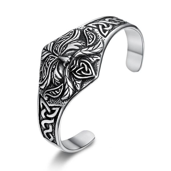 bangle personalized adjustable viking warrior old man's head bracelet, Black