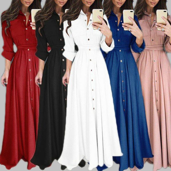 autumn winter fashion women's dress new solid color long-sleeved lapel button all-match long shirt dresses party office 2021, White;black
autumn winter fashion women's dress new solid color long-sleeved lapel button all-match long shirt dresses party office 2021, White;black