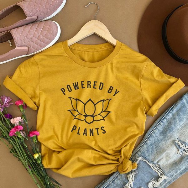 women's t-shirt powered by plant slogan t-shirts womens herbivore t shirt lotus graphic print tshirts hipster streetwear vegan tee shir, White 
women's t-shirt powered by plant slogan t-shirts womens herbivore t shirt lotus graphic print tshirts hipster streetwear vegan tee shir, White