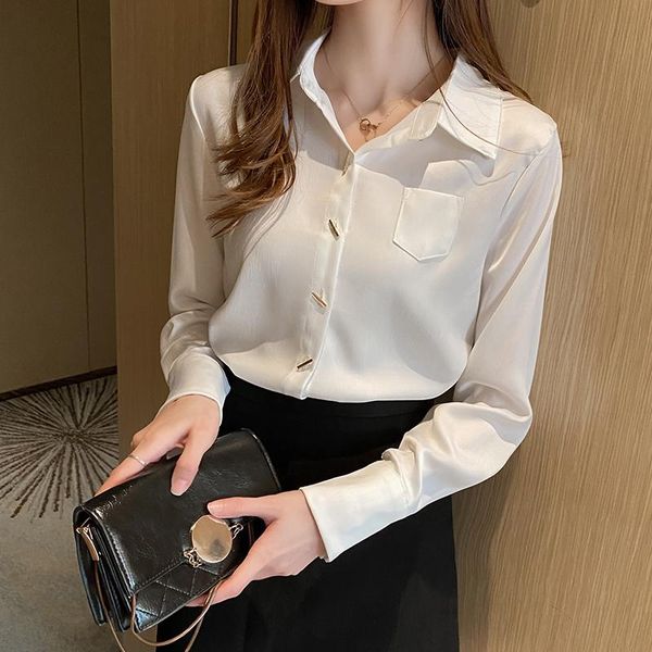 women's blouses & shirts autumn 2021 korean fashion all-match simple and slim temperament commuter basic long-sleeved shirt blouse s -2, White
women's blouses & shirts autumn 2021 korean fashion all-match simple and slim temperament commuter basic long-sleeved shirt blouse s -2, White