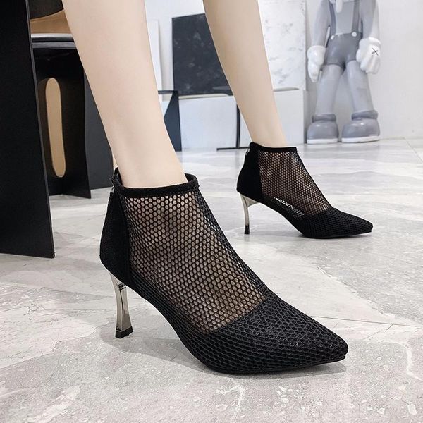sandals cool boots 2021 summer fashion single shoe wrapped toe mesh breathable pointed thin heel high, Black
sandals cool boots 2021 summer fashion single shoe wrapped toe mesh breathable pointed thin heel high, Black