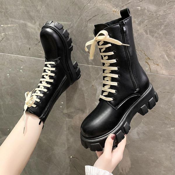 boots women botas mujer lace-up shoes pure color high-heeled mid-culf long tube zipper, Black
boots women botas mujer lace-up shoes pure color high-heeled mid-culf long tube zipper, Black