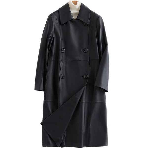 men's leather & faux 2021 season clothing loose coat woman long genuine sheep skin windbreaker, Black
men's leather & faux 2021 season clothing loose coat woman long genuine sheep skin windbreaker, Black