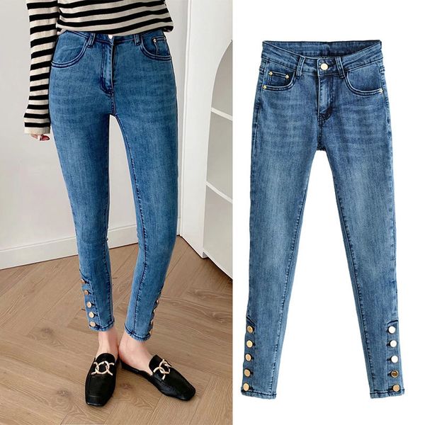 women's jeans summer female thin-waisted style nine jean dots with custom button design drawing pencil cottonblue pants guxh, Blue
women's jeans summer female thin-waisted style nine jean dots with custom button design drawing pencil cottonblue pants guxh, Blue
