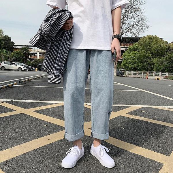 men's jeans summer fashion brand retro thin wide leg pierced loose korean youth straight casual pants, Blue
men's jeans summer fashion brand retro thin wide leg pierced loose korean youth straight casual pants, Blue