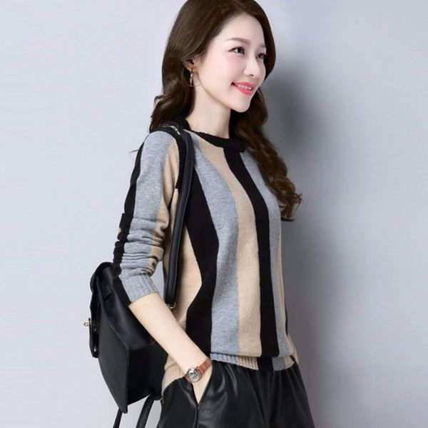 women's sweaters 2021 striped sweater female knit pullovers casual korean o-neck soft elastic women autumn winter bottoming, White;black
women's sweaters 2021 striped sweater female knit pullovers casual korean o-neck soft elastic women autumn winter bottoming, White;black