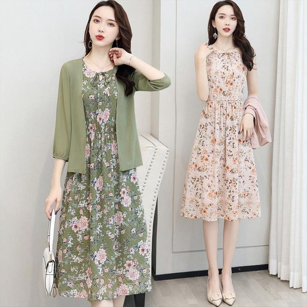 summer arrival chiffon floral dress women tracksuits two piece sets fashion thin cardigan and elegant sleeveless midi print suit, Gray
summer arrival chiffon floral dress women tracksuits two piece sets fashion thin cardigan and elegant sleeveless midi print suit, Gray