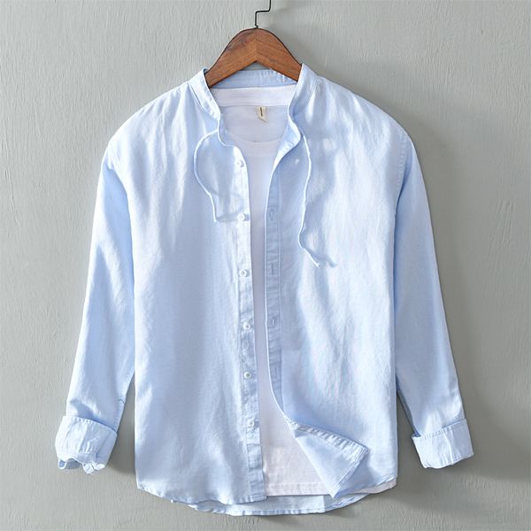2021 new cotton and linen stand collar long sleeve fashion casual shirts for men solid comfortable shirt mens camsieta overhemd dl7e, White;black
2021 new cotton and linen stand collar long sleeve fashion casual shirts for men solid comfortable shirt mens camsieta overhemd dl7e, White;black