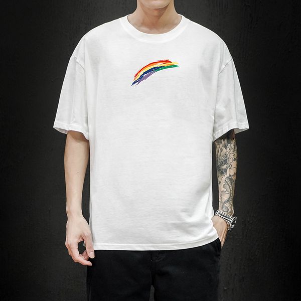 men's solid color rainbow printed short-sleeved shirt casual fashion t-shirt cotton men's short sleeve kg-85, White;black
men's solid color rainbow printed short-sleeved shirt casual fashion t-shirt cotton men's short sleeve kg-85, White;black