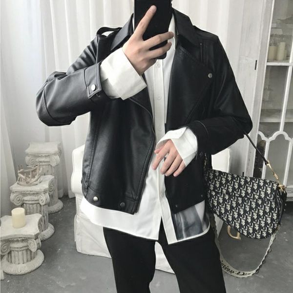 women's leather & faux jacket moto biker zipper winter women autumn turn-down collar coat slim oversized, Black
women's leather & faux jacket moto biker zipper winter women autumn turn-down collar coat slim oversized, Black