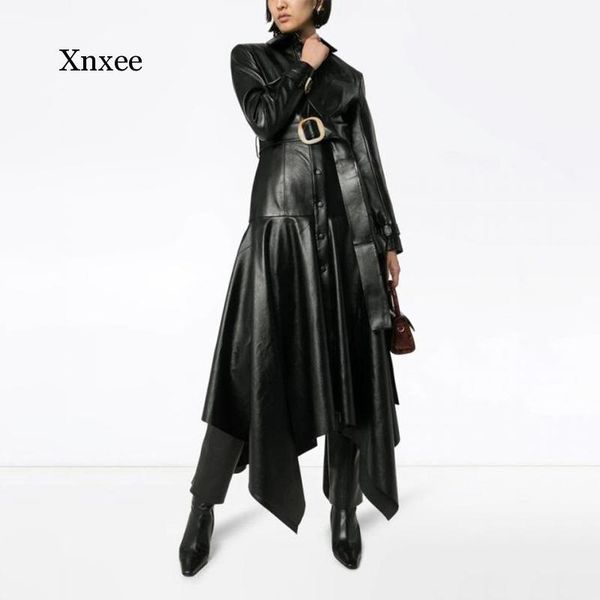 women's leather & faux irregular pu trench coats women spring autumn belt long jacket vintage ladies streetwear slim female clothes dre, Black
women's leather & faux irregular pu trench coats women spring autumn belt long jacket vintage ladies streetwear slim female clothes dre, Black