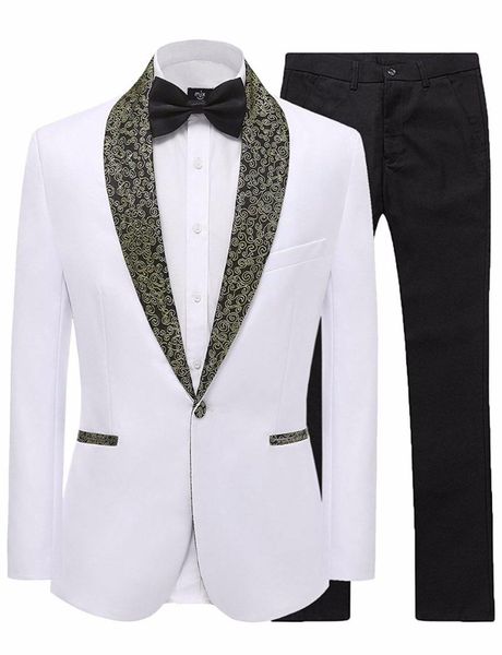 men's suits & blazers elegant men suit groom wear 2-piece white one button tuxedo wedding party jacket pants, White;black
men's suits & blazers elegant men suit groom wear 2-piece white one button tuxedo wedding party jacket pants, White;black