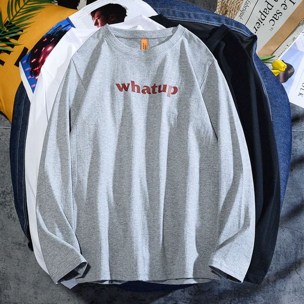 whatup korean cotton long sleeve men's and women's leisure fashion trend letter t-shirt spring, White;black
whatup korean cotton long sleeve men's and women's leisure fashion trend letter t-shirt spring, White;black