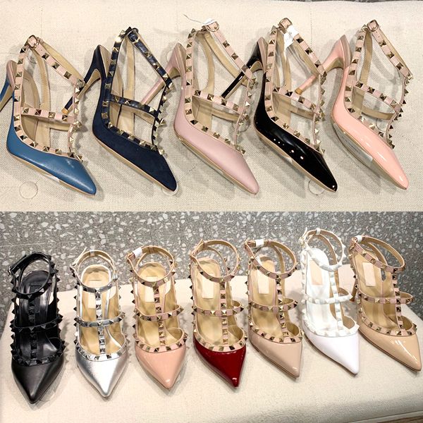 women studs sandals designer pointed toe high heels patent leather rivets sandals women studded strappy dress shoes genuine leather, Black
women studs sandals designer pointed toe high heels patent leather rivets sandals women studded strappy dress shoes genuine leather, Black