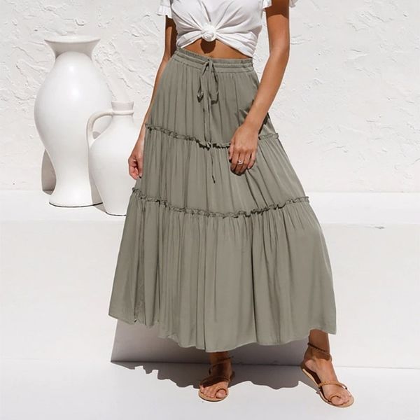 skirts women high waist long spring summer casual pleated female elastic ruffle fladas a line maxi beach 2021 zgx4, Black
skirts women high waist long spring summer casual pleated female elastic ruffle fladas a line maxi beach 2021 zgx4, Black