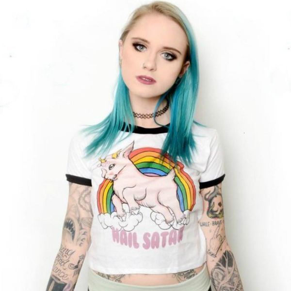 hail satan t-shirt women crop t shirt girl party unicorn tshirt bustier clothes streetwear casual clothing 2021, White
hail satan t-shirt women crop t shirt girl party unicorn tshirt bustier clothes streetwear casual clothing 2021, White