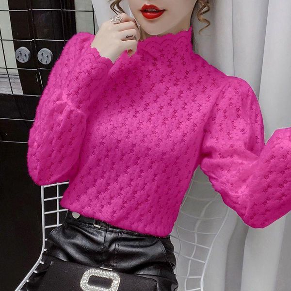 women's t-shirt 2021 spring and autumn fashion hollow lace shirt korean slim half high neck base inner top, White
women's t-shirt 2021 spring and autumn fashion hollow lace shirt korean slim half high neck base inner top, White