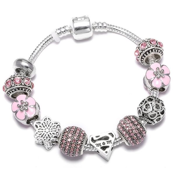 16-21cm new charm bracelet 925 silver fit pandora european bracelets mom pink enamel five petals flower classic crystal heart charm bead acc, Black
16-21cm new charm bracelet 925 silver fit pandora european bracelets mom pink enamel five petals flower classic crystal heart charm bead acc, Black