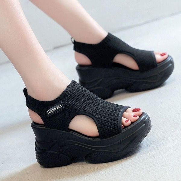 sandals women's wedges platform casual knitted ladies sneakers open-toed outdoor sport, Black
sandals women's wedges platform casual knitted ladies sneakers open-toed outdoor sport, Black