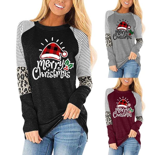women's blouses & shirts women leopard letters print shirt christmas casual o-neck splicing printing long sleeve blouse blusas mujer, White
women's blouses & shirts women leopard letters print shirt christmas casual o-neck splicing printing long sleeve blouse blusas mujer, White