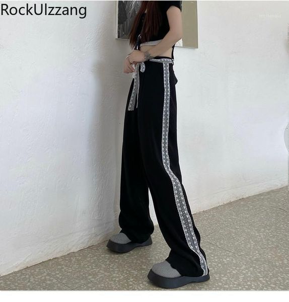 women's pants & capris patchwork contrast white lace striped tie bow waist belt slim black pant summer korean women kawaii lolita trous, Black;white
women's pants & capris patchwork contrast white lace striped tie bow waist belt slim black pant summer korean women kawaii lolita trous, Black;white