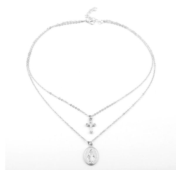 pendant necklaces vintage virgin mary multilayer charm chain alloy cross collarbone necklace gold plating catholicism jewelry gift, Silver
pendant necklaces vintage virgin mary multilayer charm chain alloy cross collarbone necklace gold plating catholicism jewelry gift, Silver