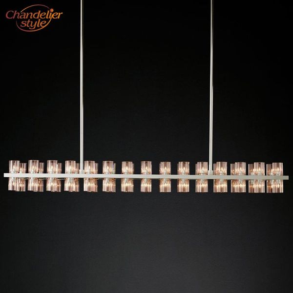 arcachon linear chandelier lighting modern retro crystal chandelier pendant hanging light restaurant lighting