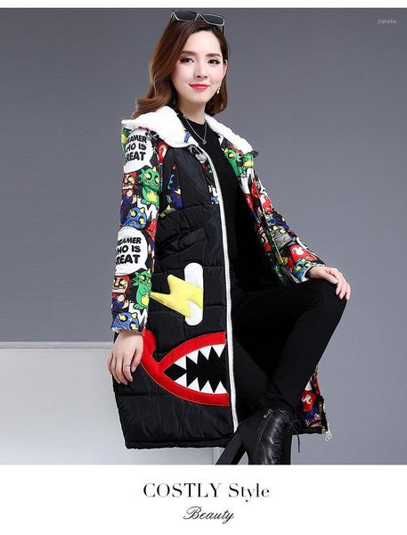 printed long style cotton-padded jacket women 2018 winter new korean fashion young and middle-aged hat down padded jacket 900521, Black
printed long style cotton-padded jacket women 2018 winter new korean fashion young and middle-aged hat down padded jacket 900521, Black