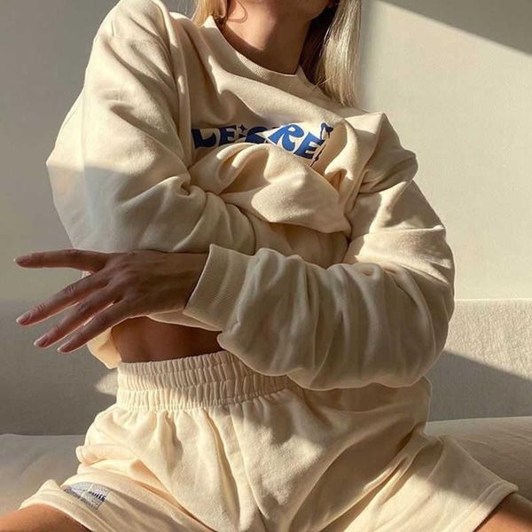 women's tracksuits autumn women cotton loose letter print sport two piece shorts suit o-neck long sleeve elastic waist casual, Gray
women's tracksuits autumn women cotton loose letter print sport two piece shorts suit o-neck long sleeve elastic waist casual, Gray